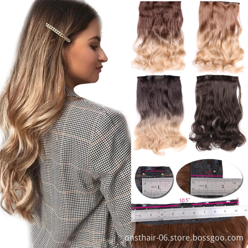 Factory 5 Clip Long curly Women Clip in Hair Extensions Black Brown High Temperature Synthetic Hair Piece